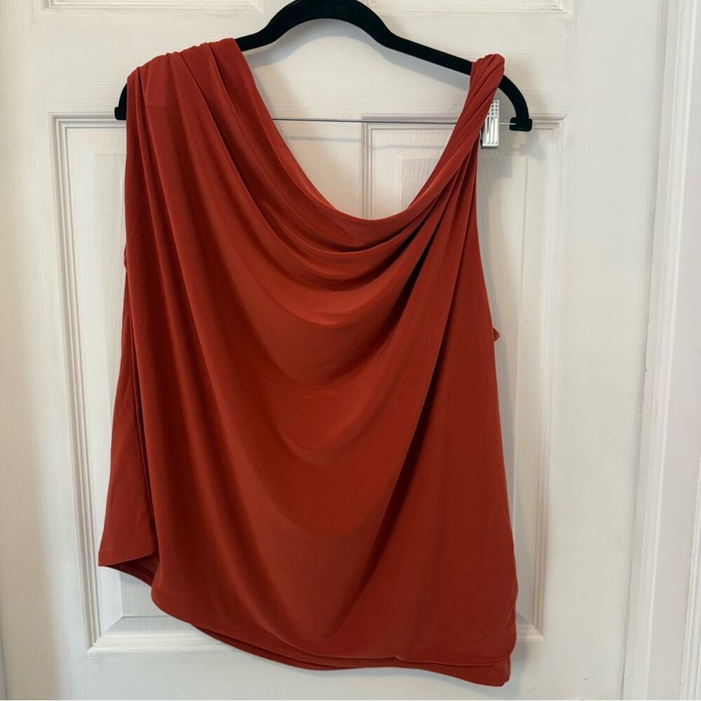 Express Rust Drape Blouse - Picture 3 of 5